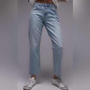 Topshop mid rise straight jeans in summer bleach